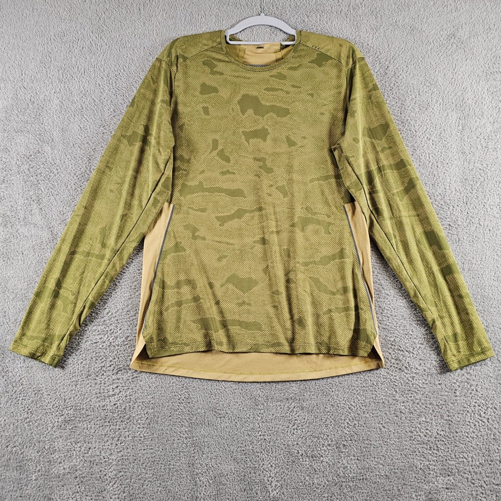Lululemon Metal Vent Tech Long Sleeve Shirt Green Camo Tan Mens Medium